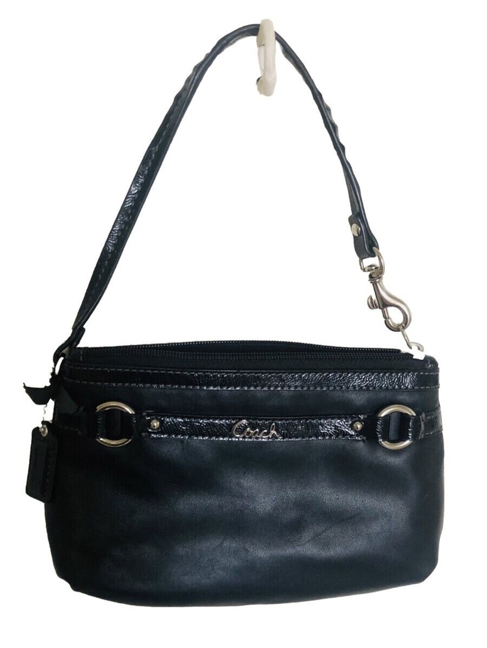 Coach Mini Wristlet Leather Clutch Wallet Purse Black